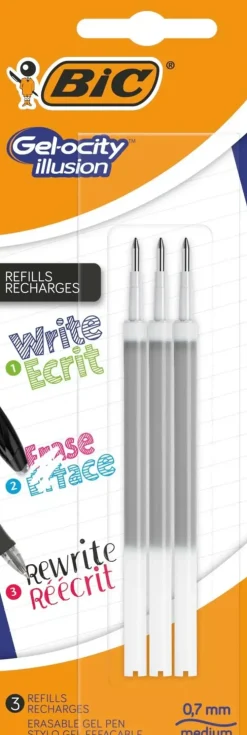 Bic Gel-Ocity Illusion Pyyhittava Gelikyna Musta Tayttosailio 3Kpl