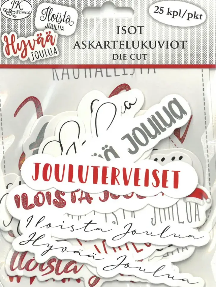 J.K. Primeco Askartelukuvio Iso Joulutekstit Punaharmaa