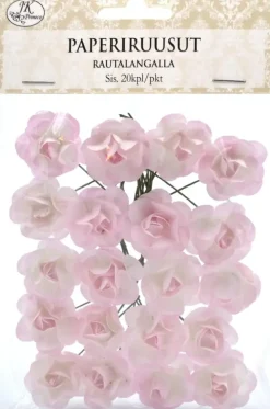 J.K. Primeco Paperiruusut Rautalangalla Vaaleanpunainen 20Kpl/Pss