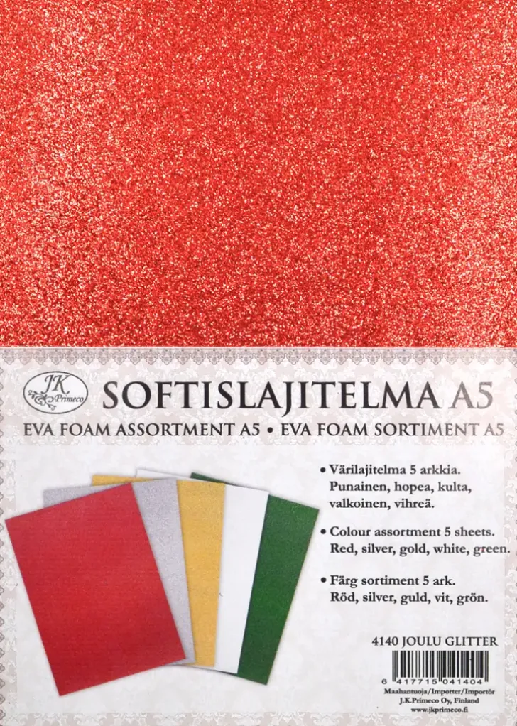 J.K. Primeco Softislajitelma A5 Joulu Glitter 5 Ark
