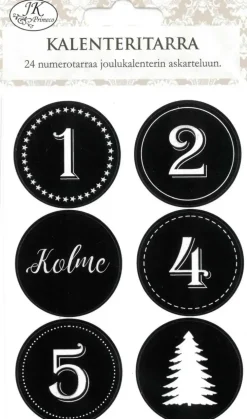 Joulukalenteritarra Musta 4Ark/Pkt