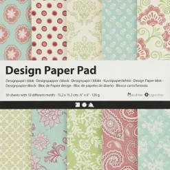 Kuviopaperilehtio, Arkki 15,2X15,2 Cm, 120 G, Mintunvihrea, Lila, 50Ark