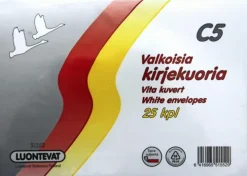 Luontevat Kirjekuoria C5 Valkoinen Tarrasuljenta 25Kpl