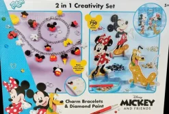 Mickey & Friends 2In1 Creativity Set - Riipusrannekorunteko-/Korukiviaskartelusetti