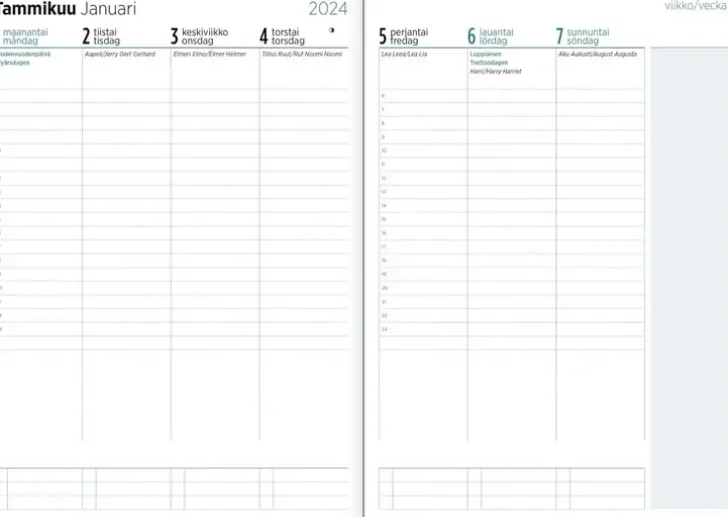 Poytakalenteri Color A5, Vihrea