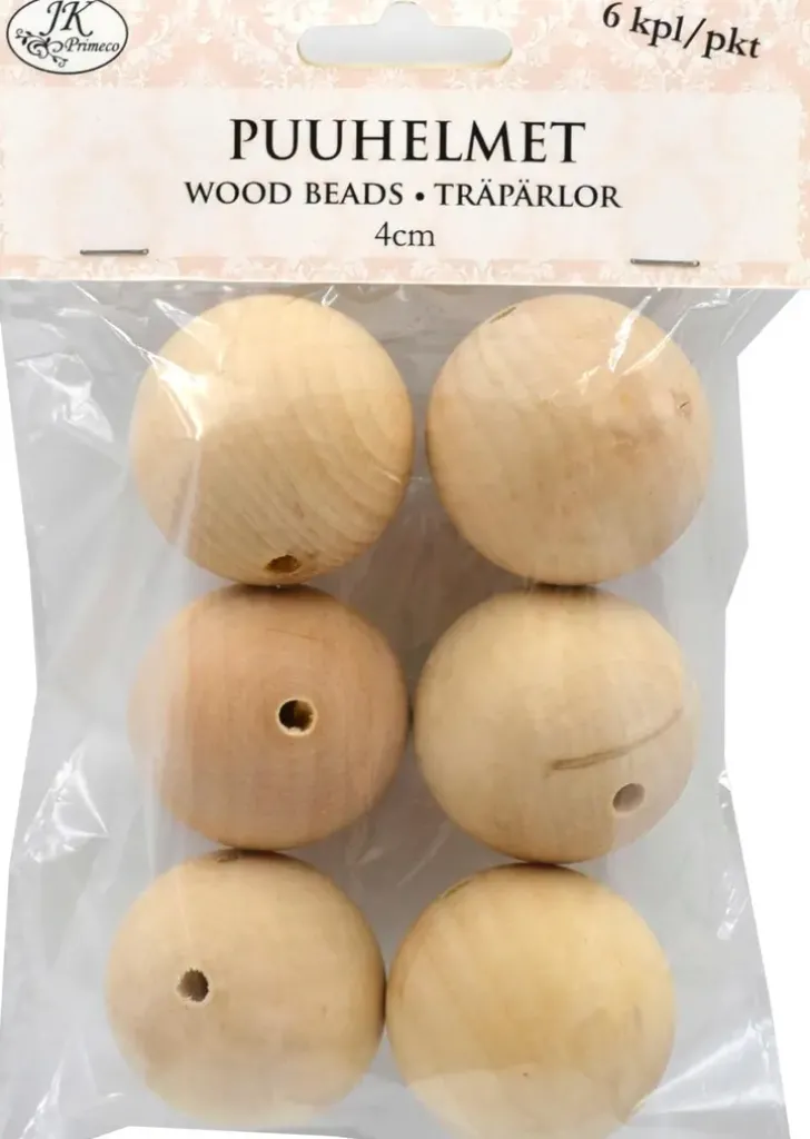 Puuhelmet Natur 4Cm 6Kpl/Pkt