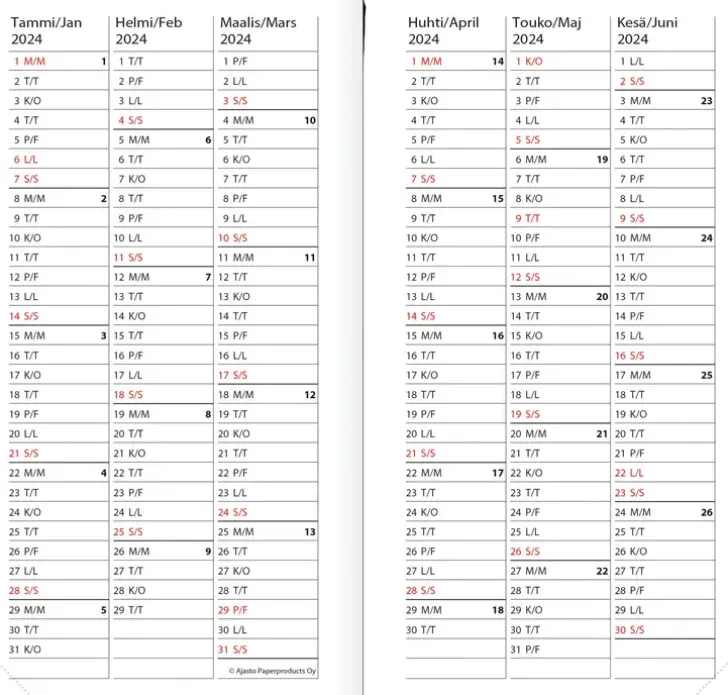 Taskukalenteri Hermes Nova, Musta